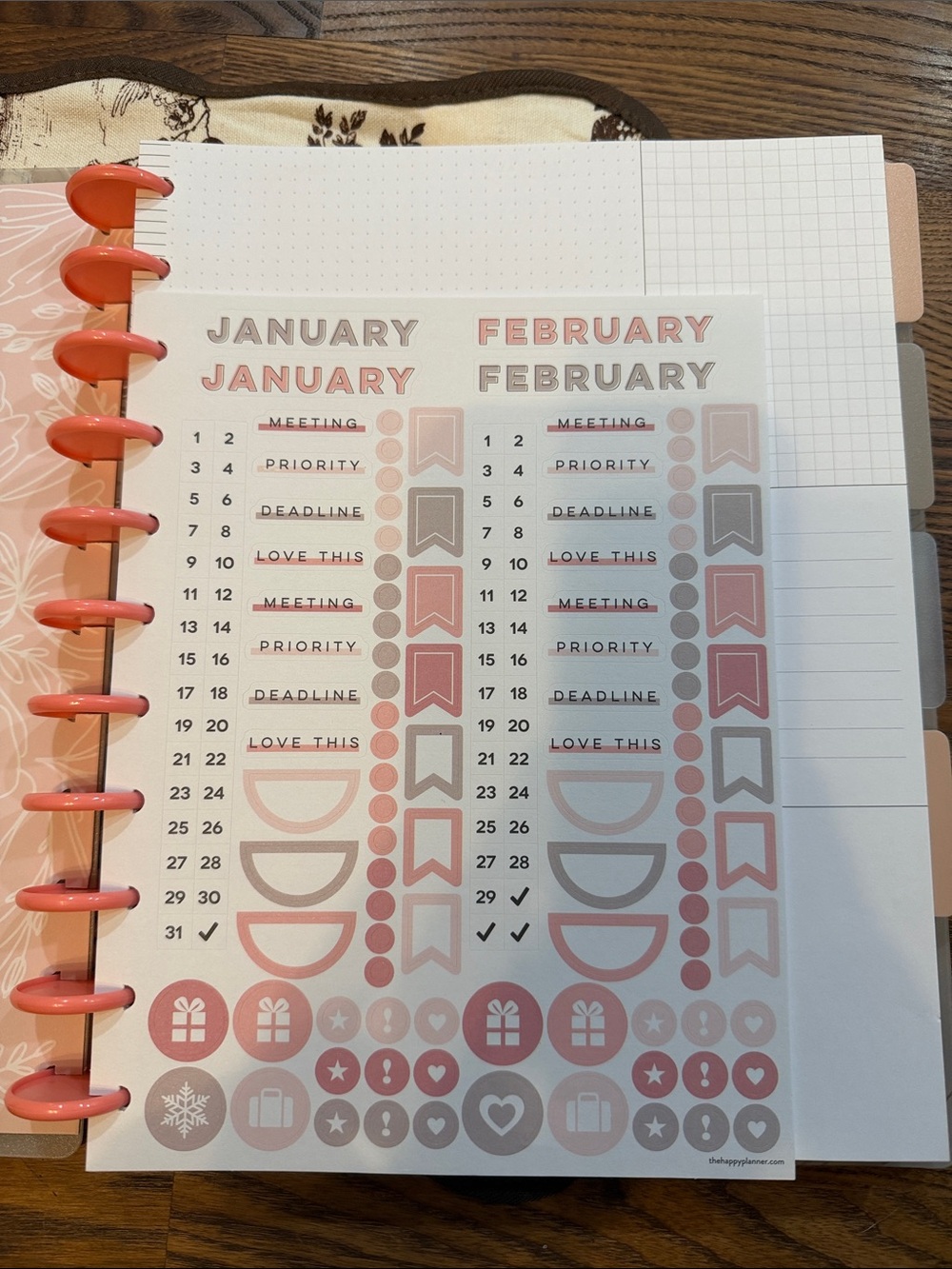 The Happy Planner Blush Pink & Gold Floral Monthly Planner - Picture 4 of 16